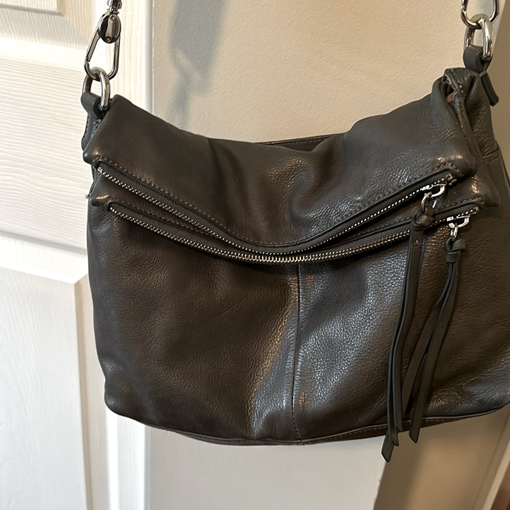 Margot grey leather crossbody handbag
